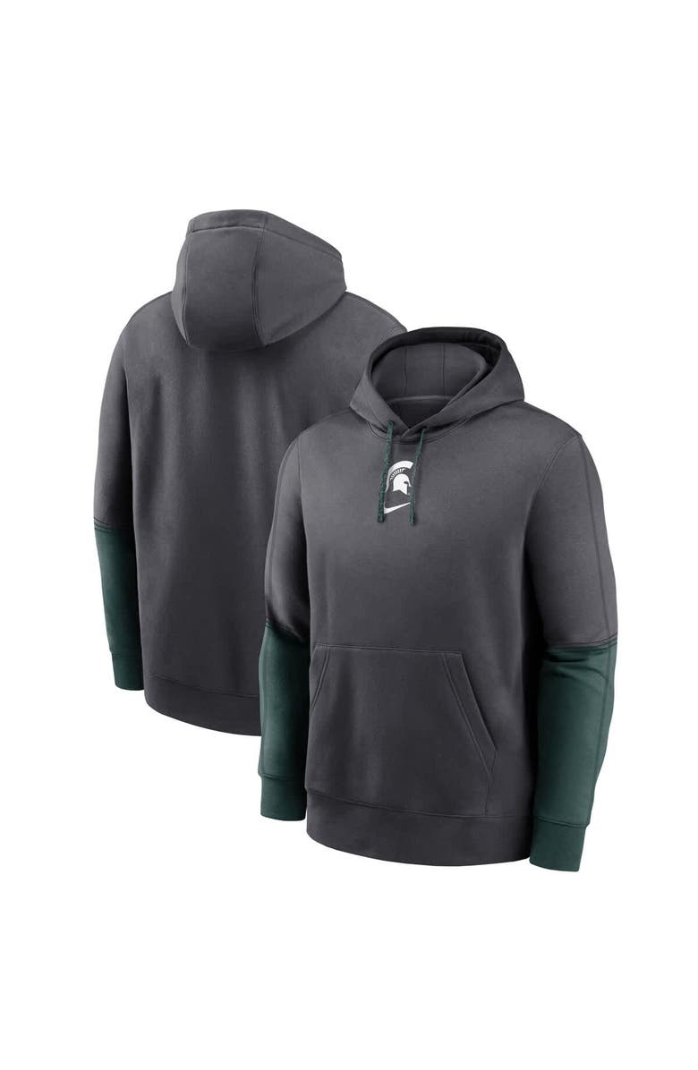Nike Men's Nike Anthracite/Green Michigan State Spartans 2024 Sideline Club Pullover Hoodie, Alternate, color, 