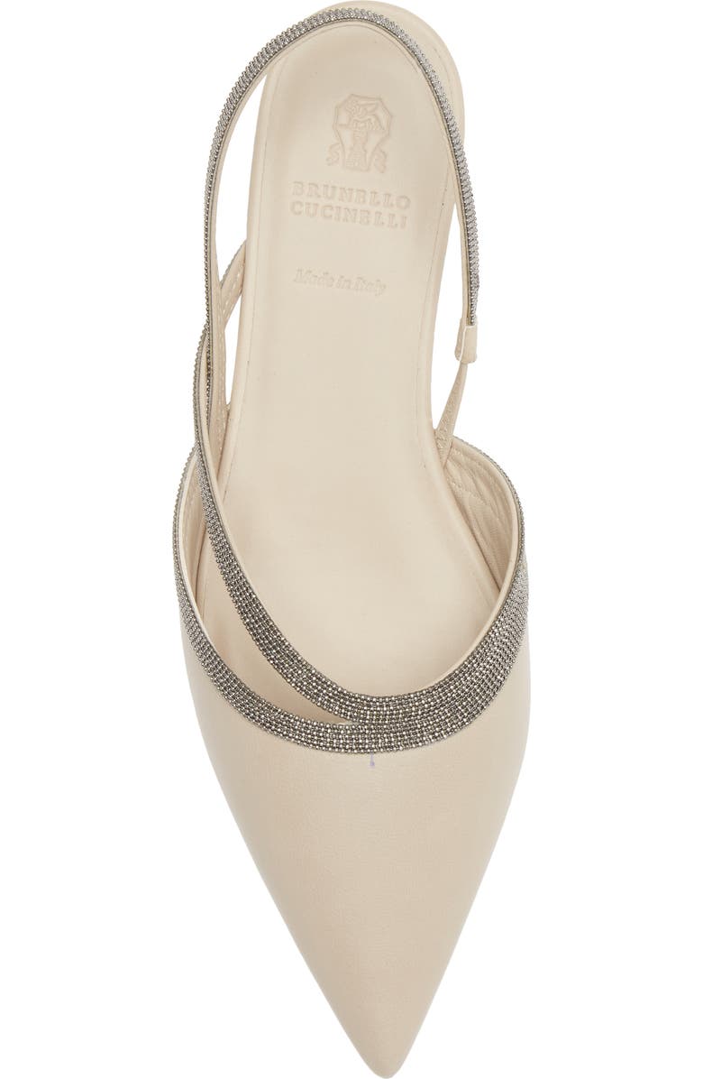 Brunello Cucinelli Monili Trim Pointed Toe Slingback Flat, Alternate, color,