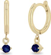 Zoë Chicco Blue Sapphire Drop Huggie Hoop Earrings