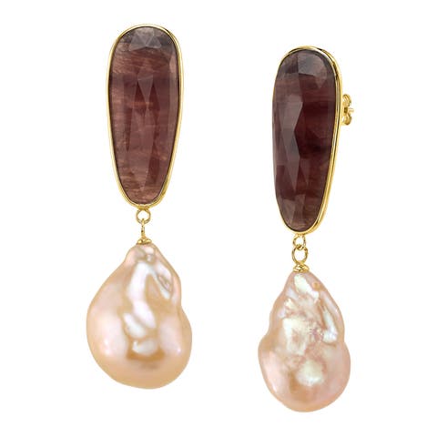 Peach Freshwater Baroque Pearl Katana Earrings