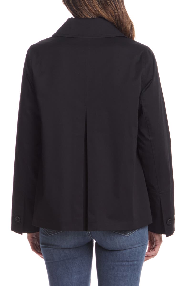 Gallery Button Front Water Resistant Raincoat, Alternate, color, Black