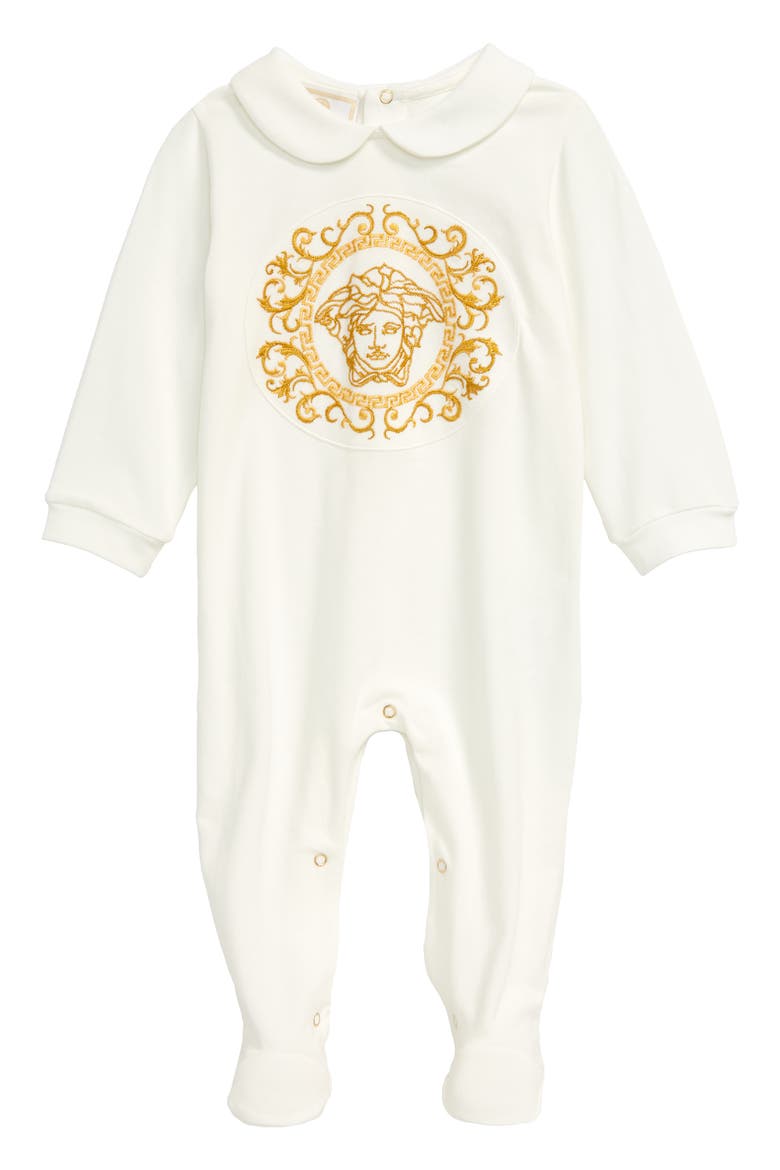 Logo Embroidered Romper, Main, color, WHITE
