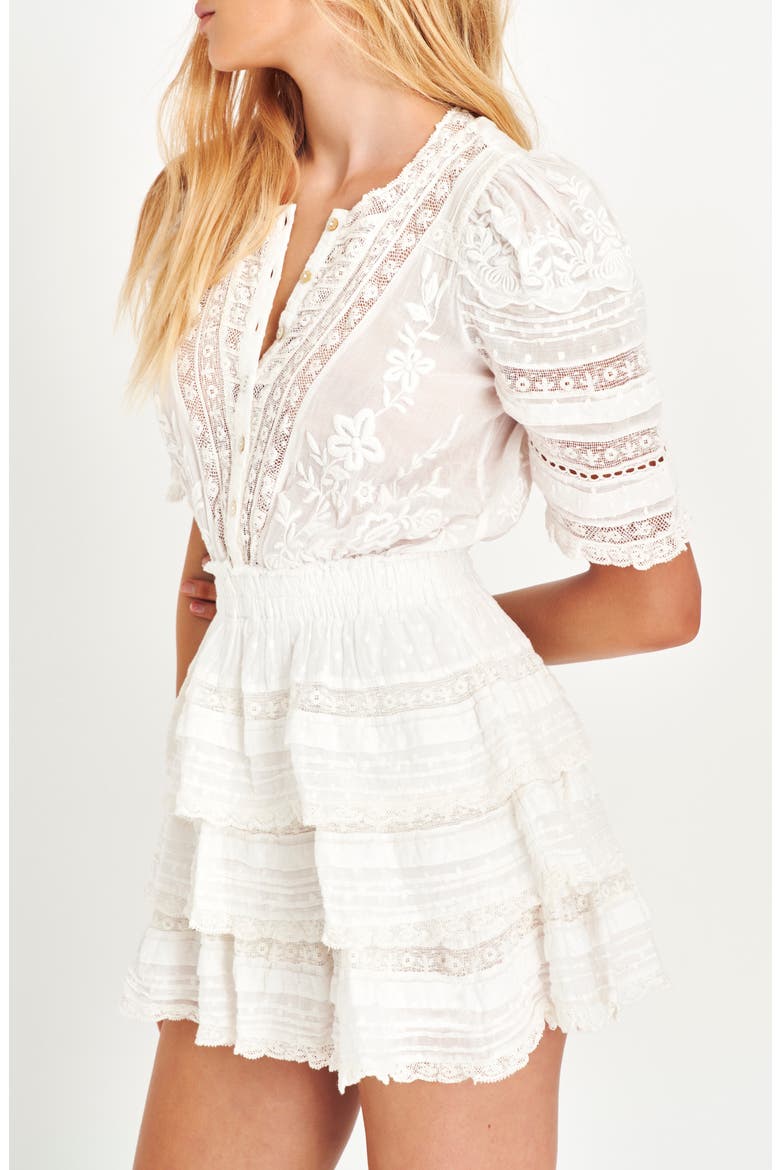Quincy Tiered Minidress, Alternate, color, WHITE