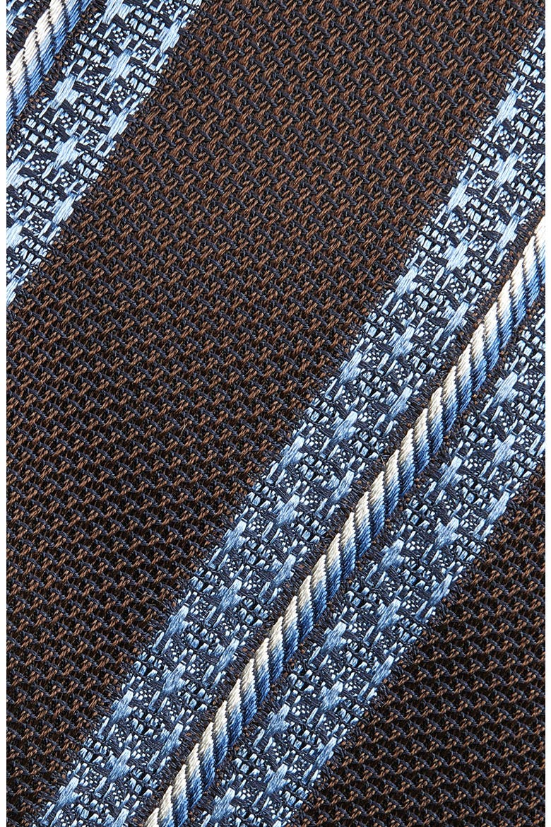 Stripe Silk Tie, Alternate, color, DARK BROWNSTRIPE