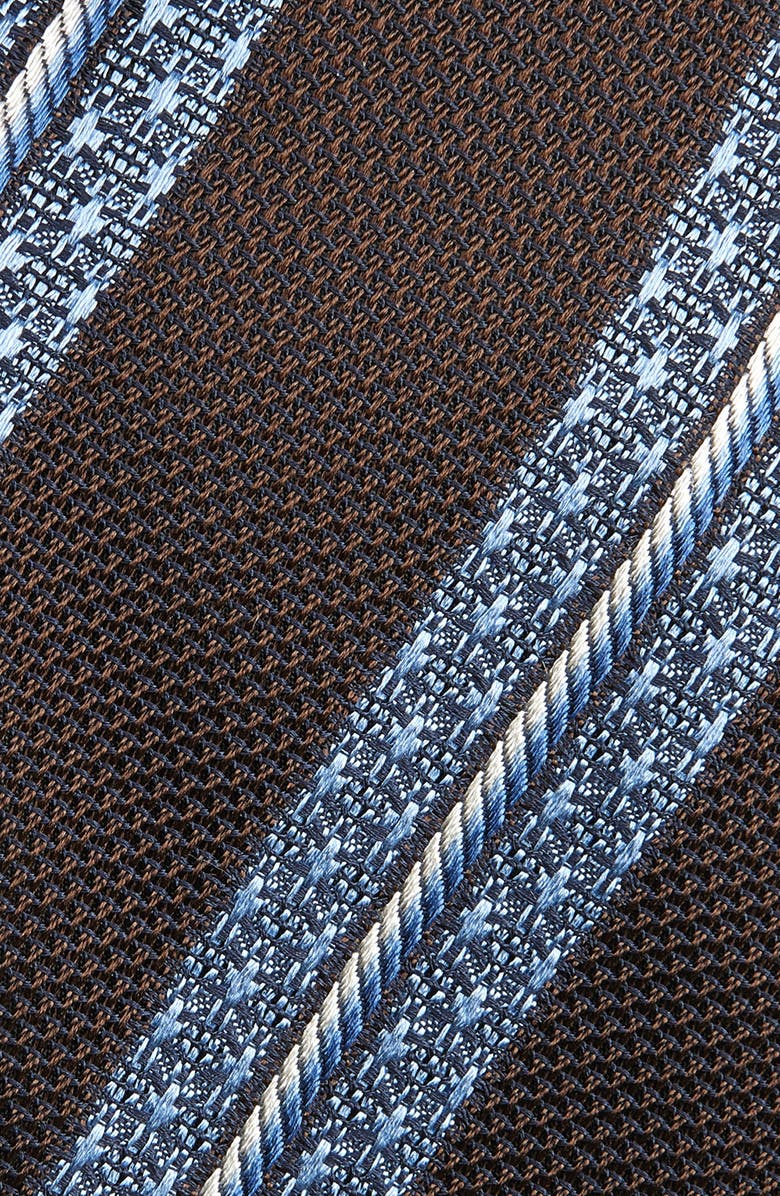 ZEGNA TIES Stripe Silk Tie, Alternate, color, Dark Brownstripe