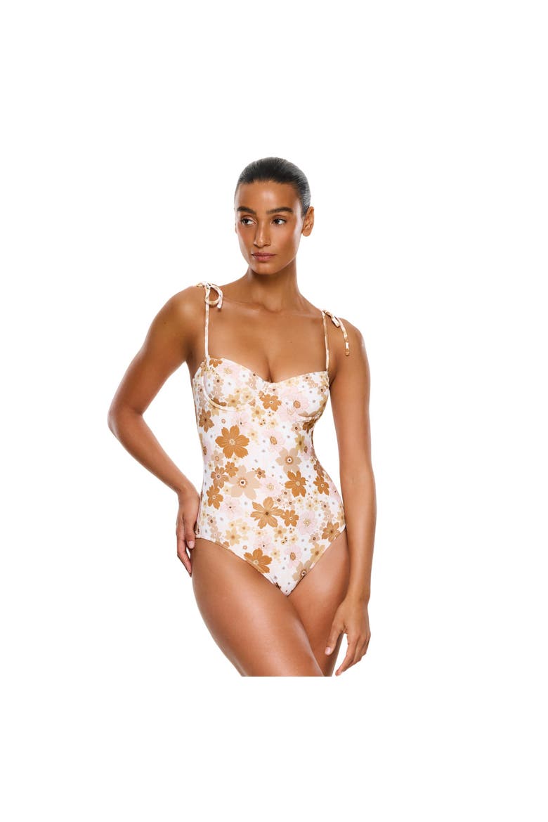 Nostalgic Bloom Underwire One Piece Swimsuit, Main, color, Brown-Haze