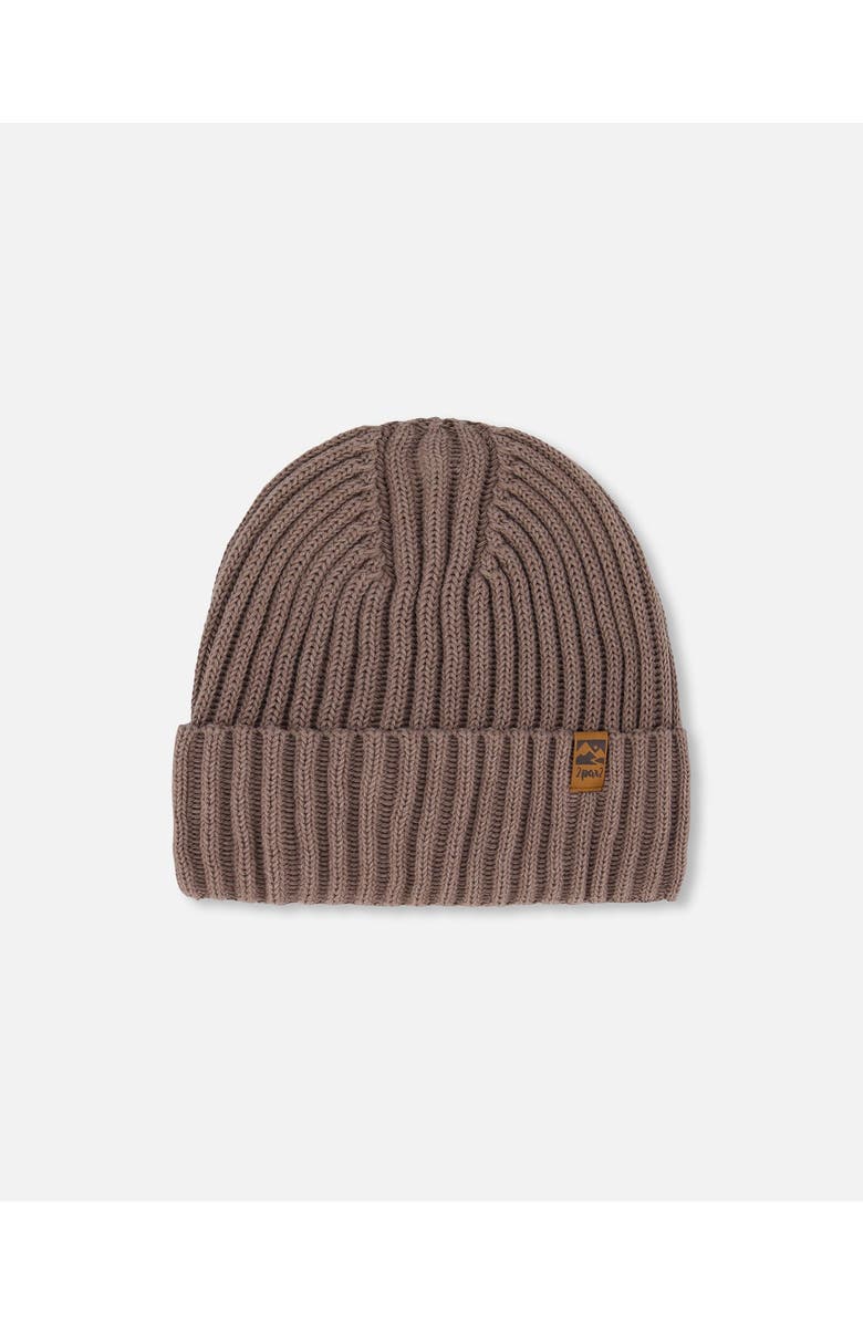 Deux par Deux Boy's Cuffed Knit Hat Taupe, Main, color,