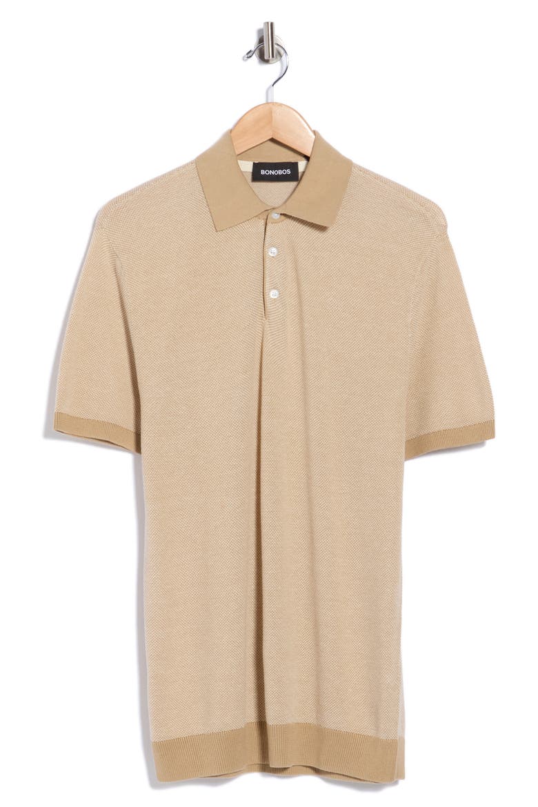 Two-Tone Cotton Polo, Main, color, CORNSTALK ANTIQUE WHITE