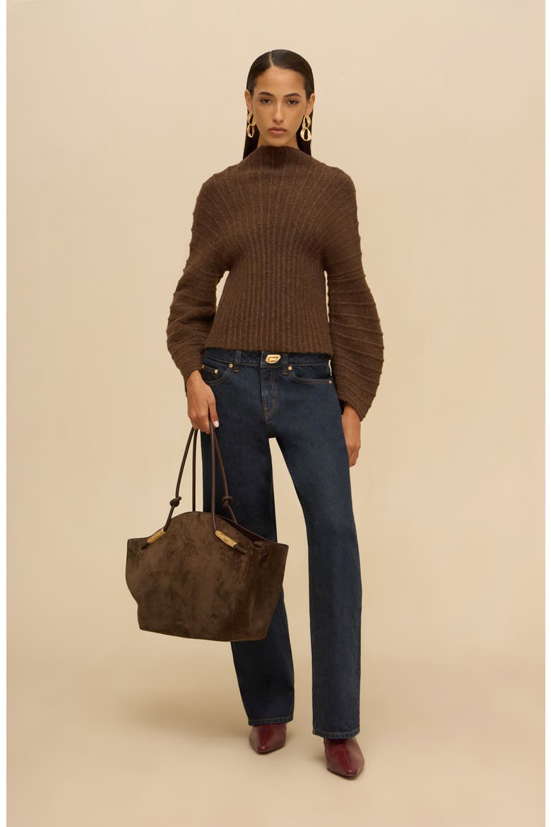Araki Ribbed Mock Neck Top, Alternate, color, SPARROW