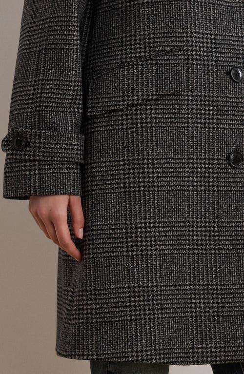 Ralph Lauren Lauren Single Breasted Plaid Wool Blend Coat In Black