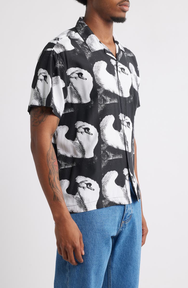 Obey Ambre Abstract Print Camp Shirt, Alternate, color, White Multi