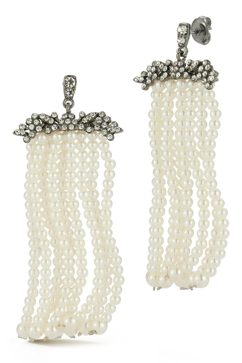 Multistrand Faux Pearl Drop Earrings, Main, color, SILVER