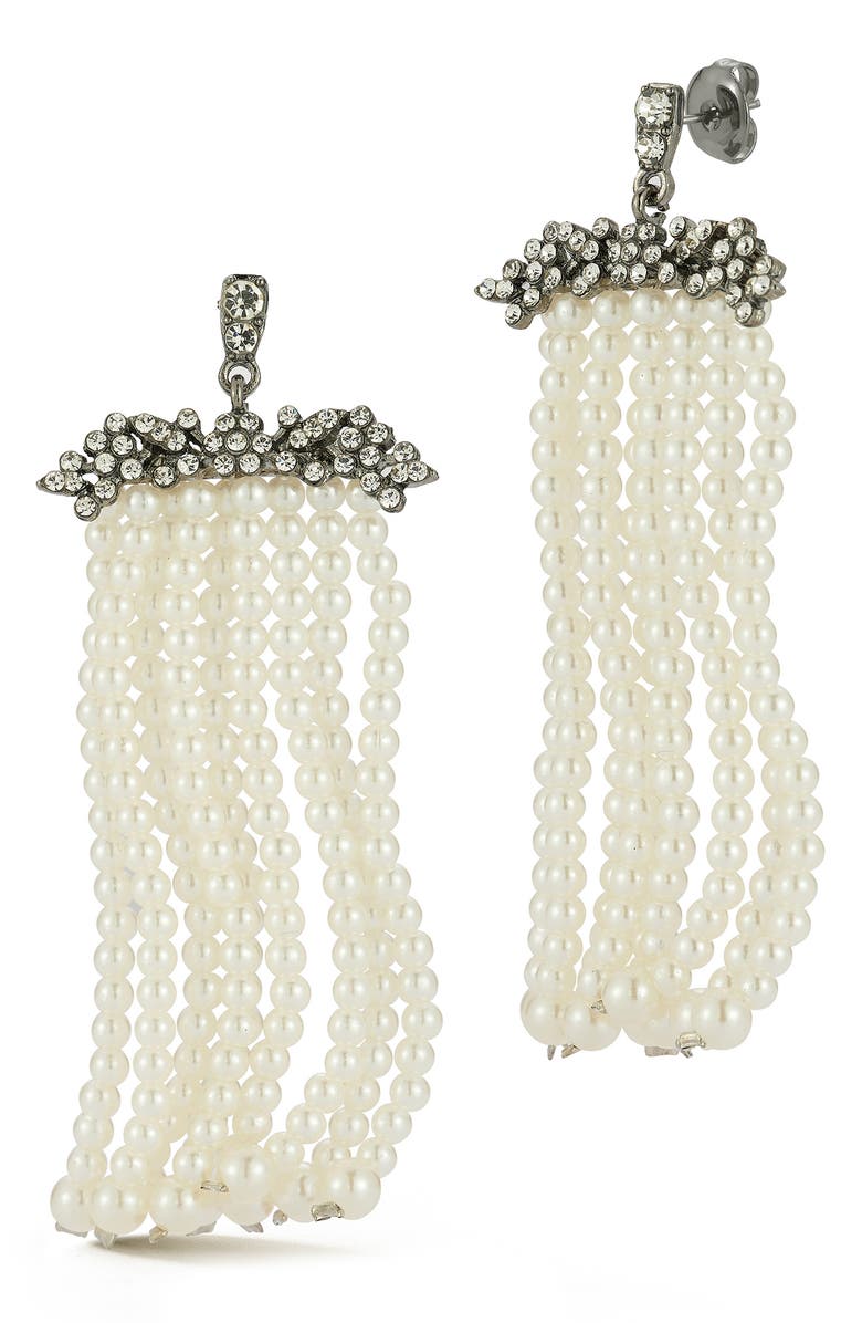 SPHERA MILANO Multistrand Faux Pearl Drop Earrings, Main, color, Silver