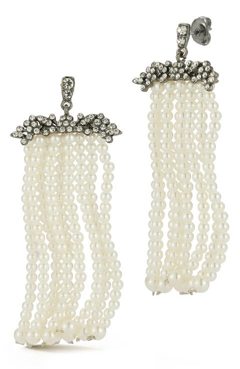 Multistrand Faux Pearl Drop Earrings