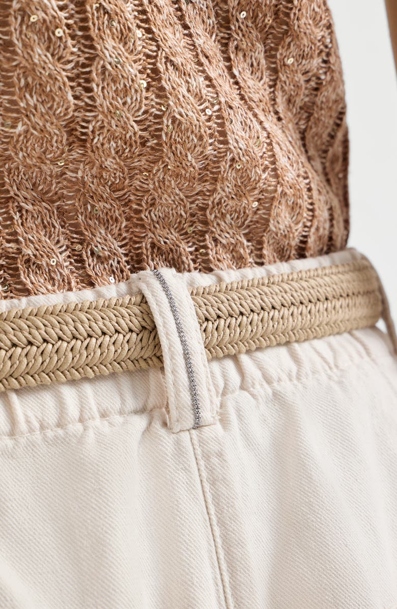 Brunello Cucinelli Baggy shorts with monili, Alternate, color, Chalk