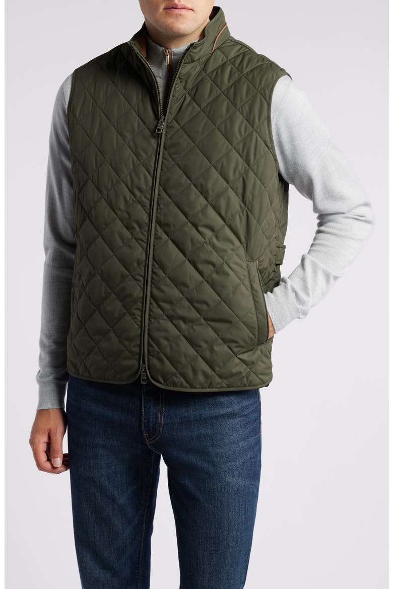 Essex Water Resistant Quilted Vest, Alternate, color, DARK OLIVE