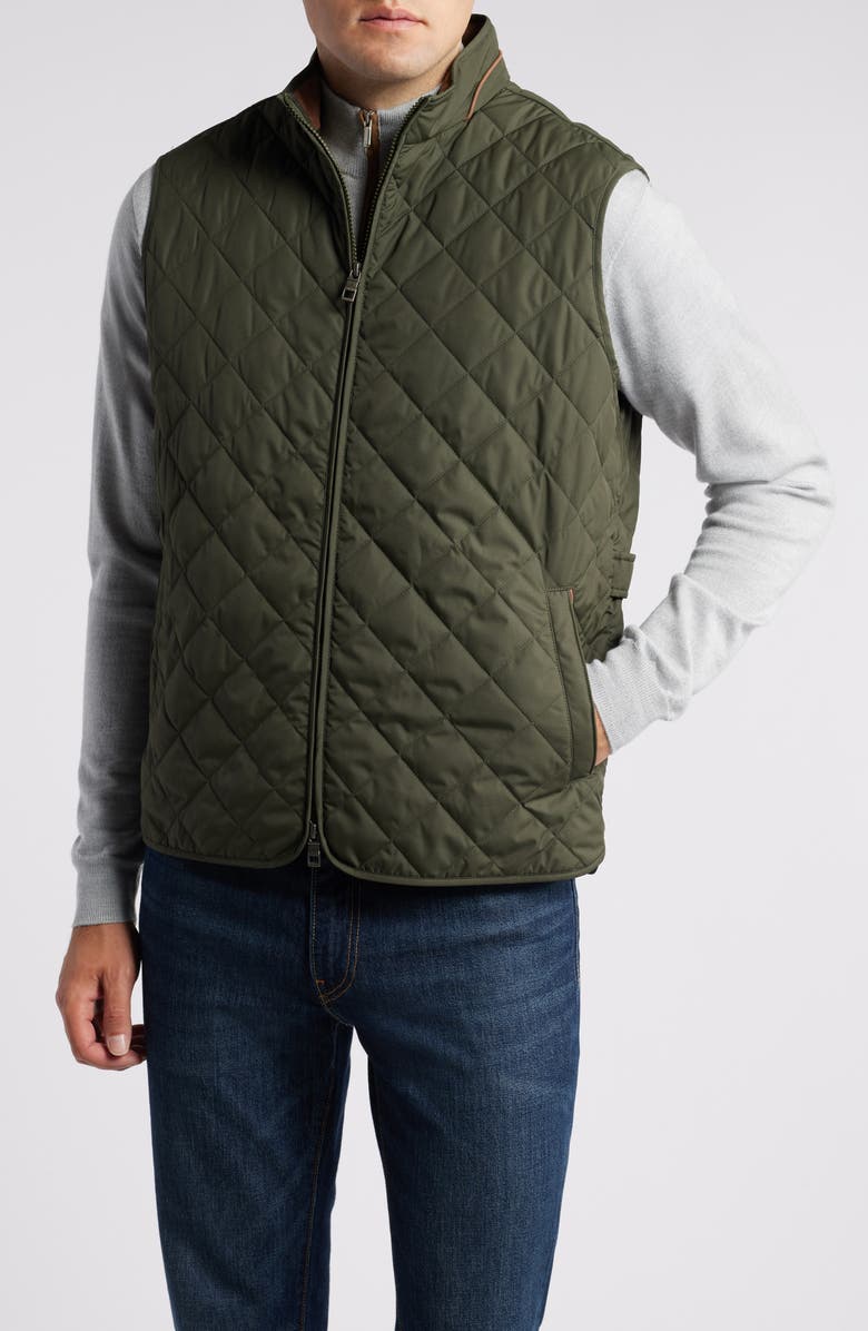 Peter Millar Essex Water Resistant Quilted Vest, Alternate, color, Dark Olive