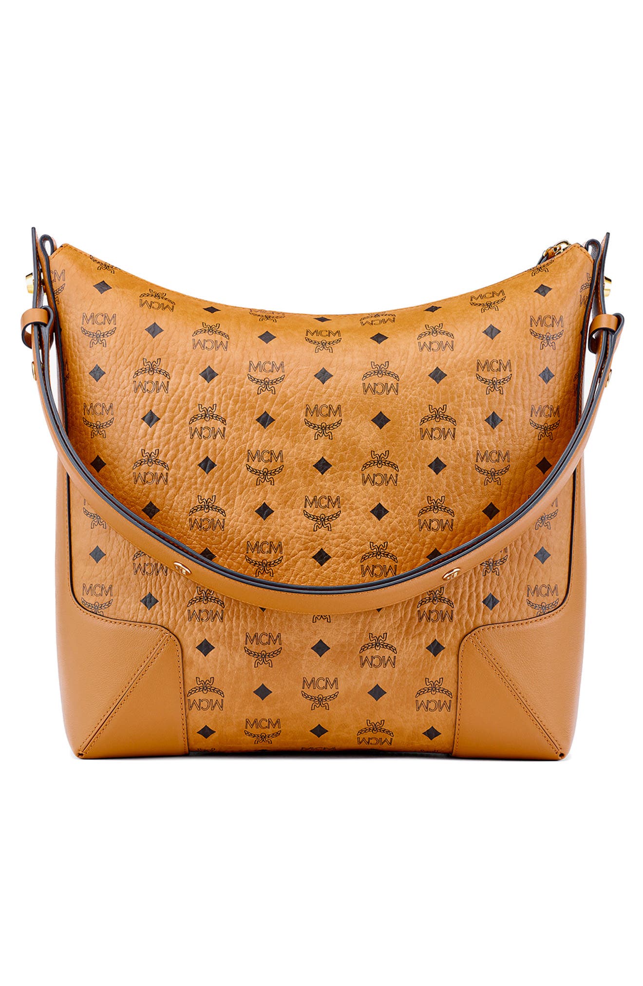 Large Klara Visetos Coated Canvas Hobo Bag, Alternate, color, COGNAC