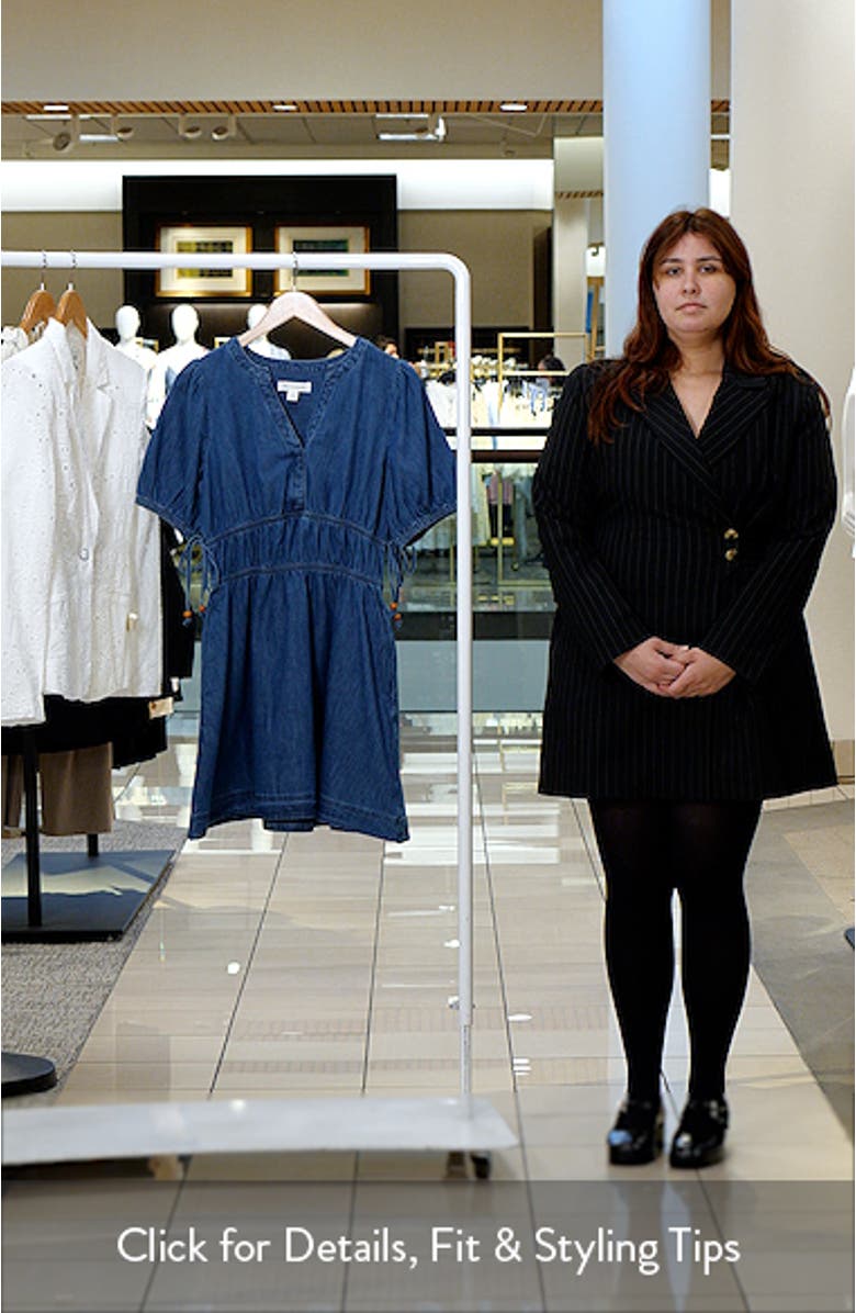 Puff Sleeve Cotton Chambray Minidress, sales video thumbnail