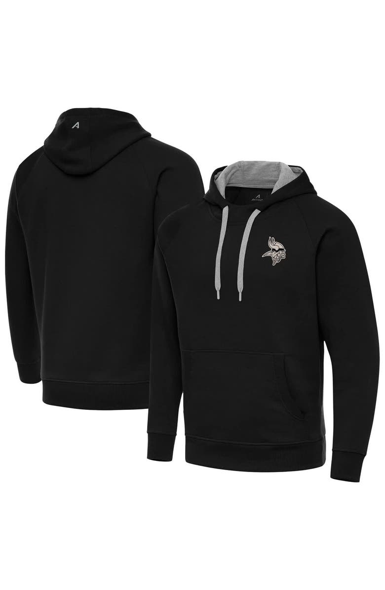 ANTIGUA Men's Antigua Black Minnesota Vikings Brushed Carbon Victory Pullover Hoodie, Alternate, color, Black