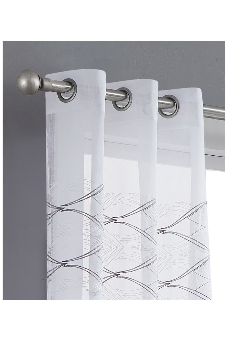 Set of 2 Print Sheer Curtain Panels, Alternate, color, WHITE SILVER
