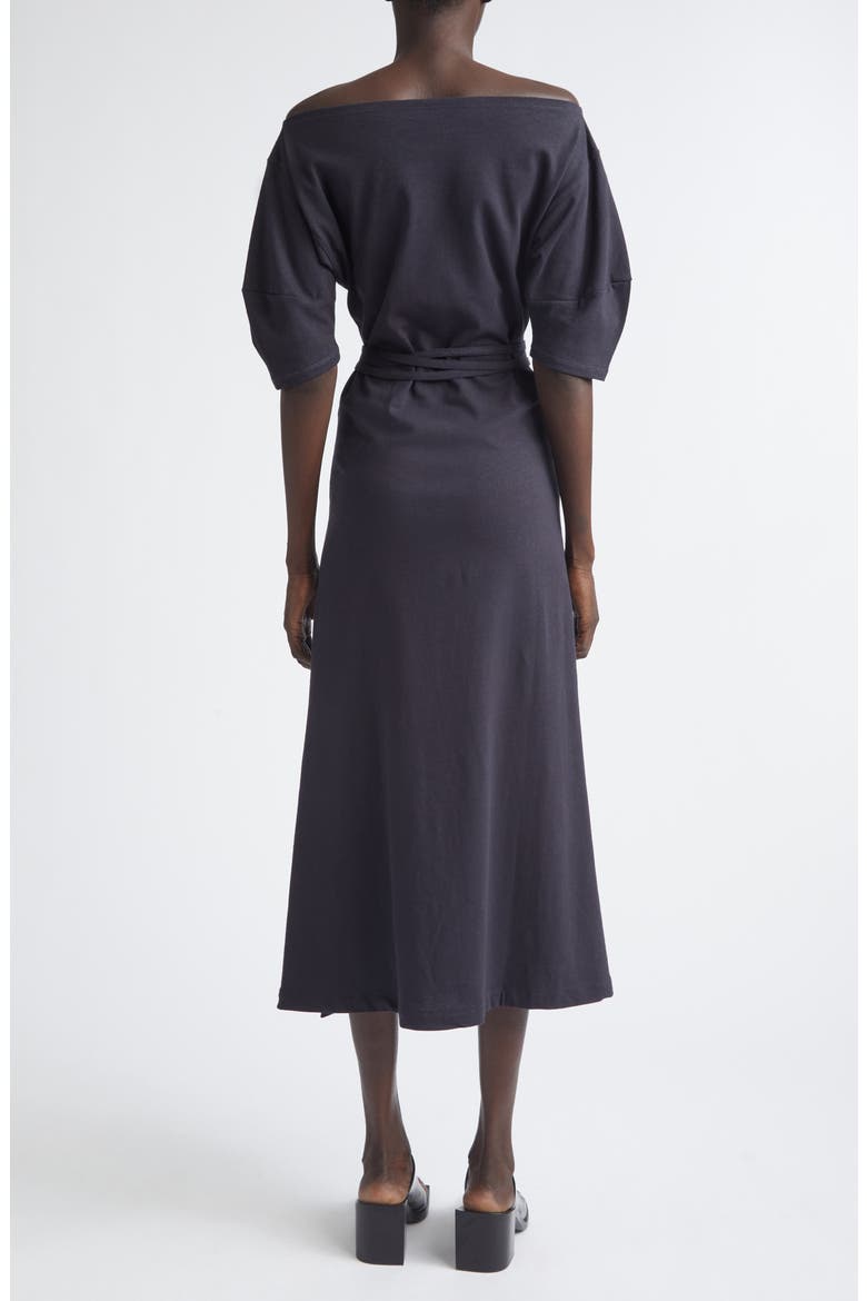 Off the Shoulder Cotton & Linen Jersey Midi Dress, Alternate, color, URCHIN