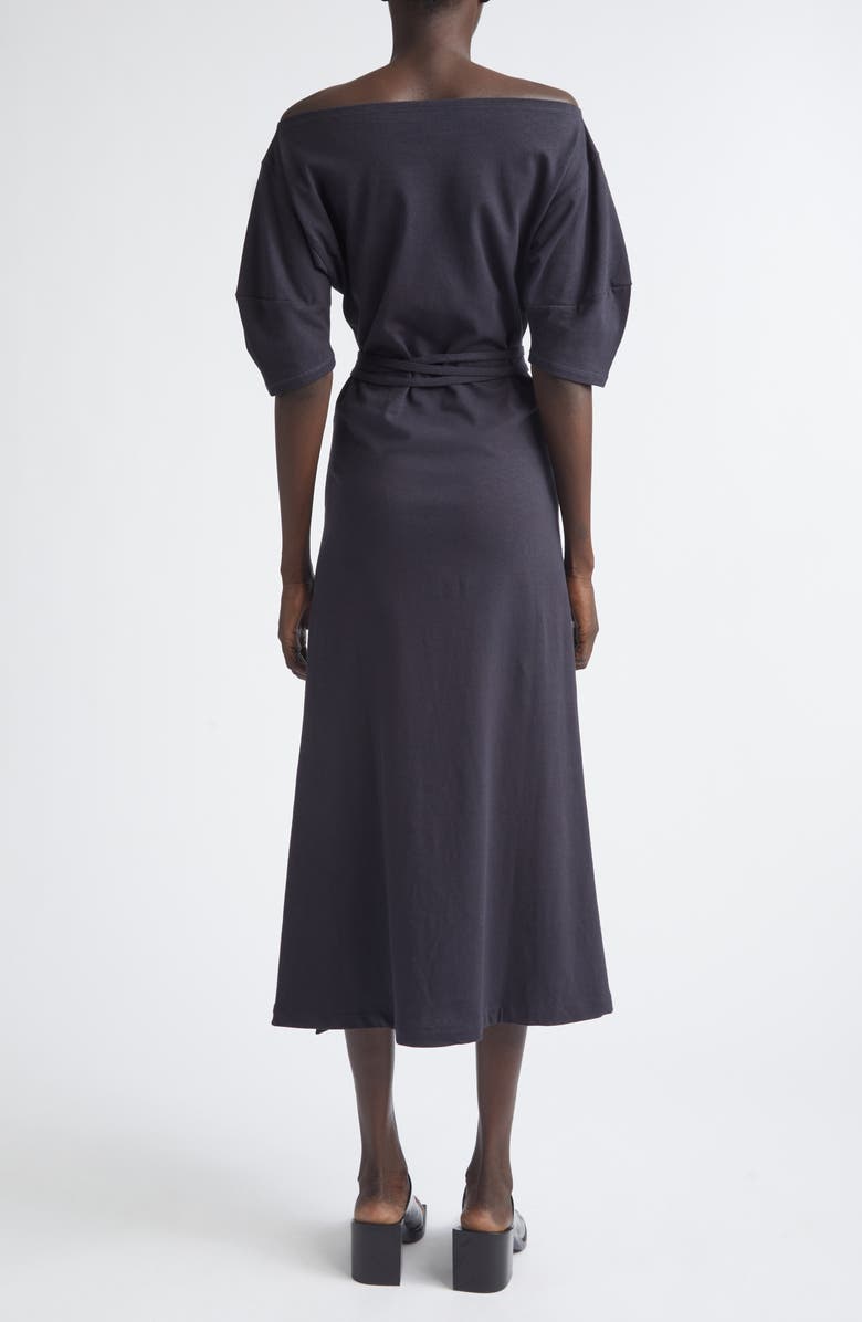 Lemaire Off the Shoulder Cotton & Linen Jersey Midi Dress, Alternate, color, Urchin