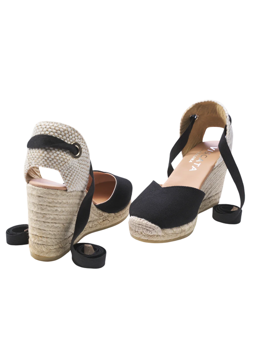 Viscata Culip Canvas Espadrille Wedges In Black