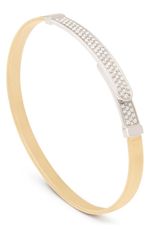Marco Bicego 18k Yellow & White Gold Masai Diamond Pave Coil Thin Bangle Bracelet In Gold