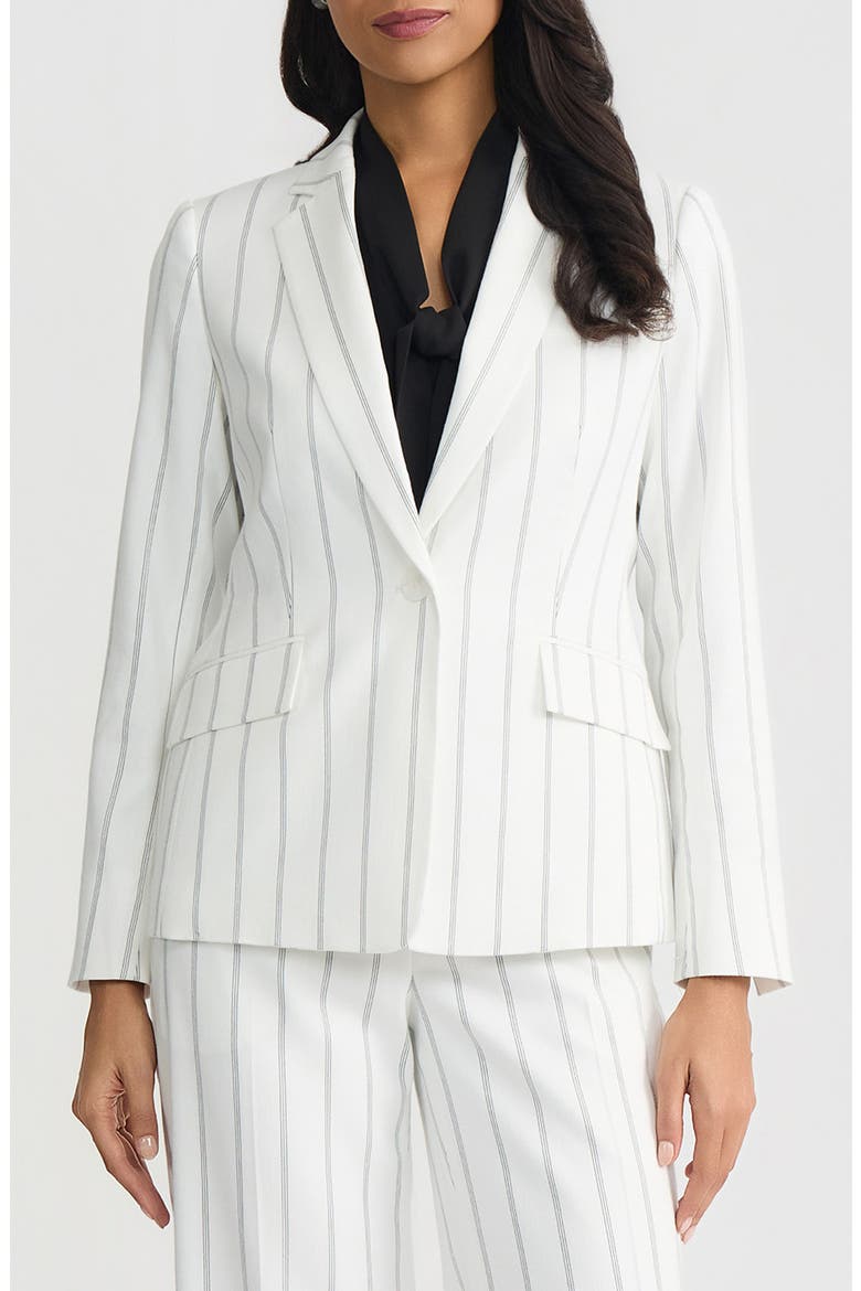 One-Button Jacket, Main, color, LILY WHITE/ BLACK