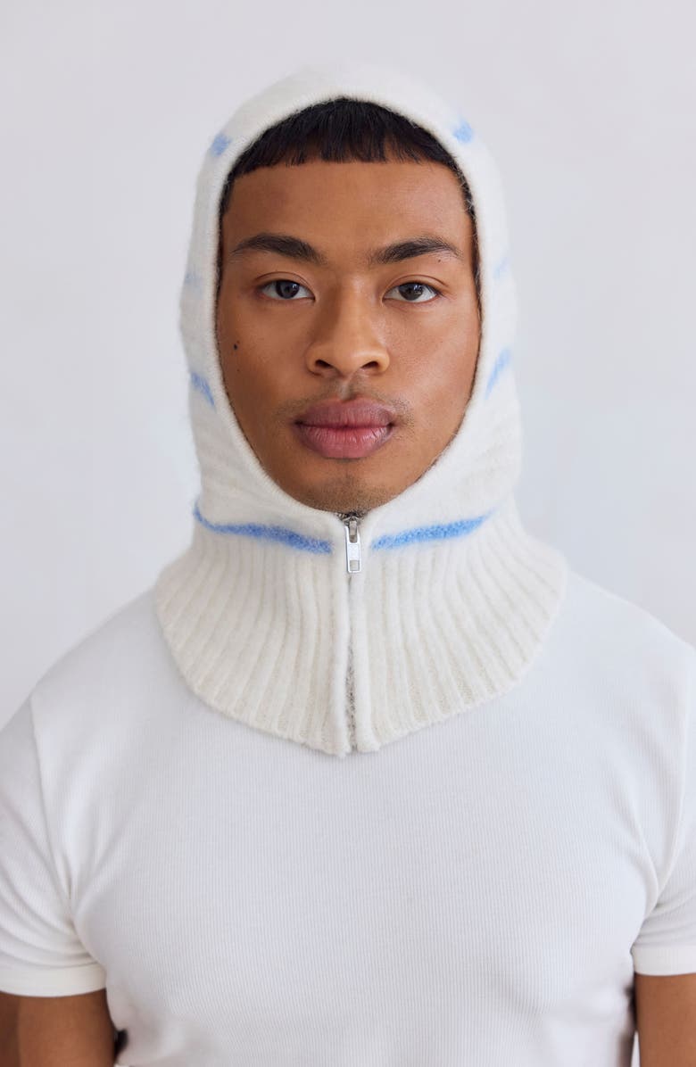 Arctic Fox & Co The Alpaca Blend Zip Balaclava, Alternate, color, Arctic White/ Sky Blue