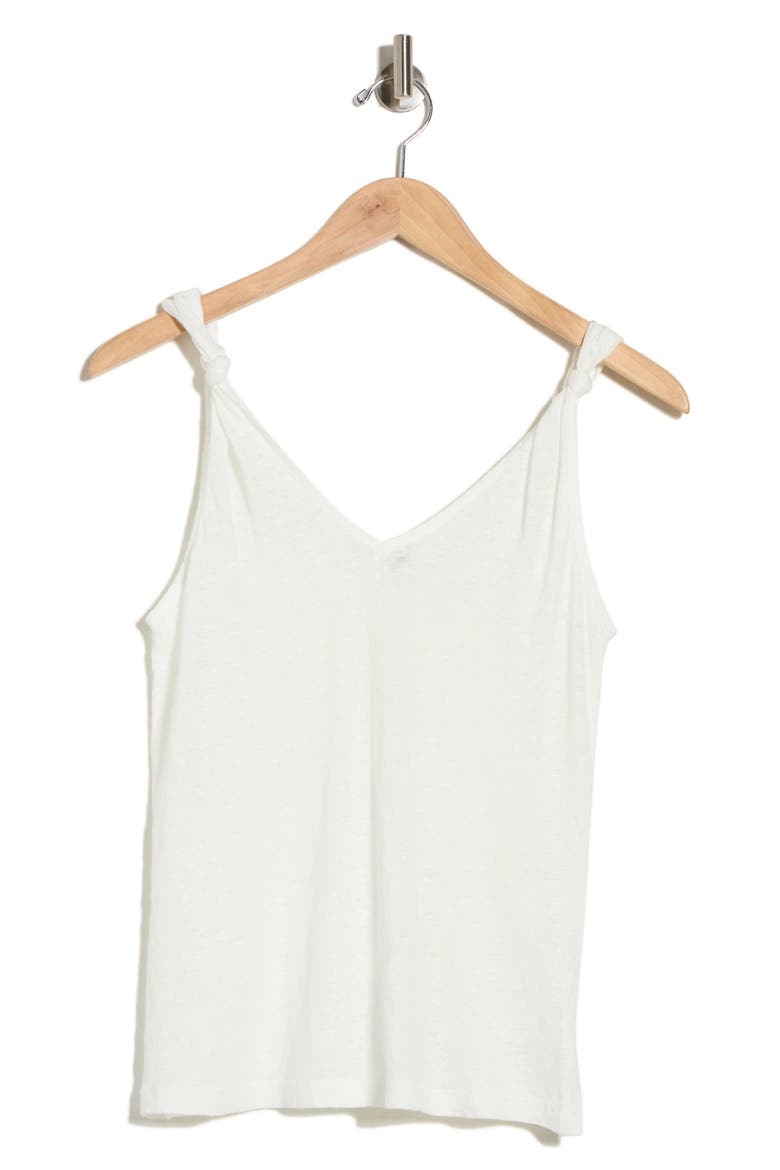 Tamar V-Neck Linen Tank, Alternate, color, BONE