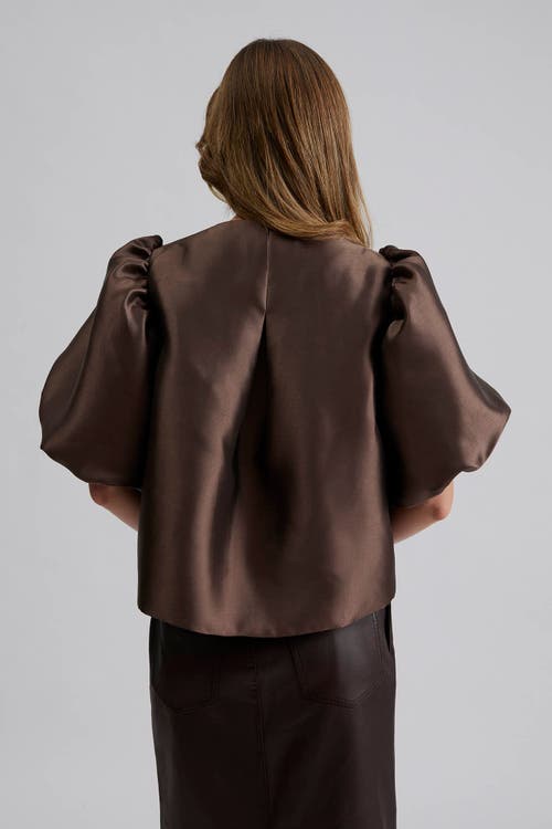 Malina Cleo Pouf Balloon Sleeve Blouse In Brown
