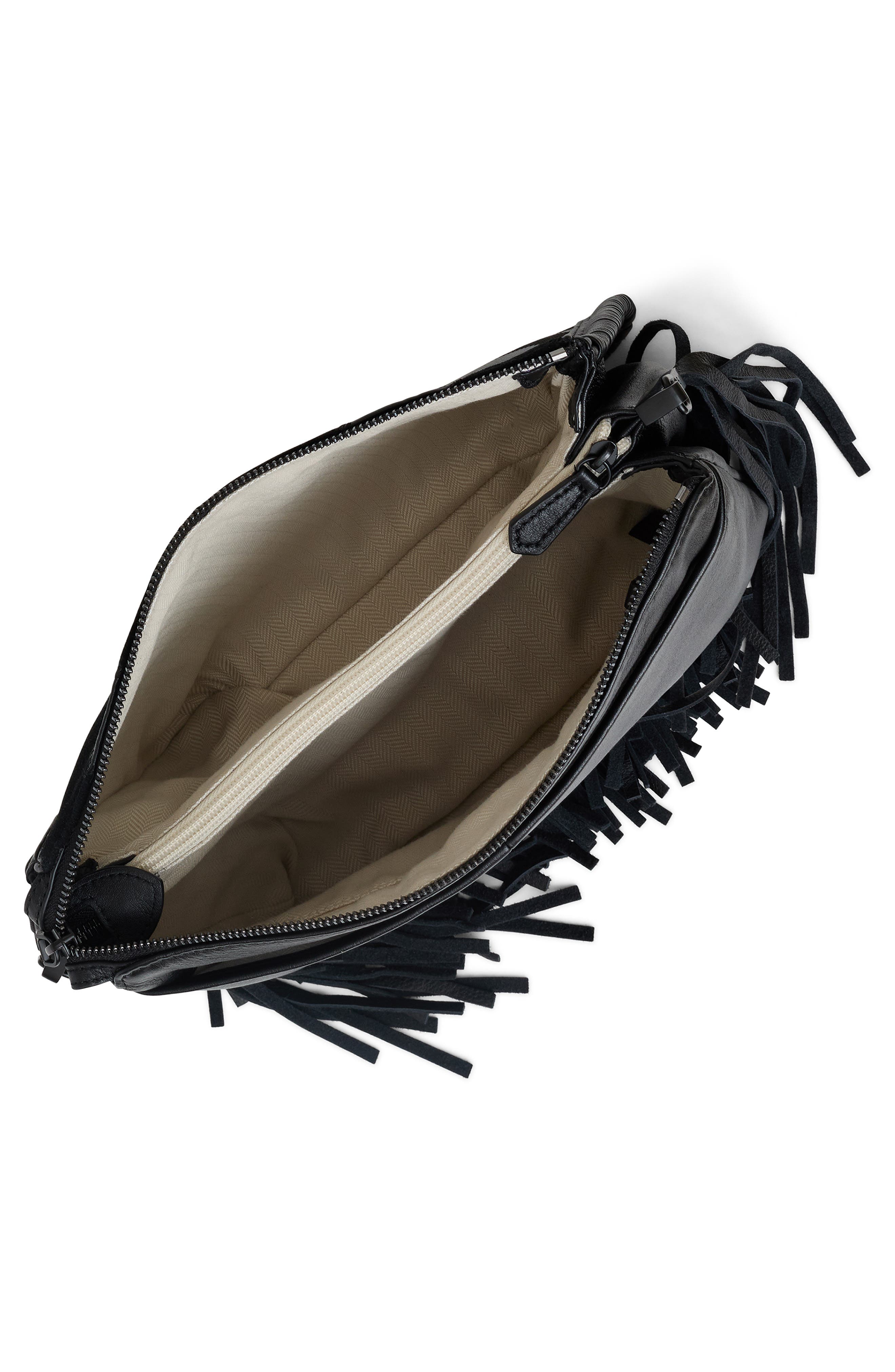 Famous Fringe Large Leather Crossbody, Alternate, color, BLACK CHEVRON