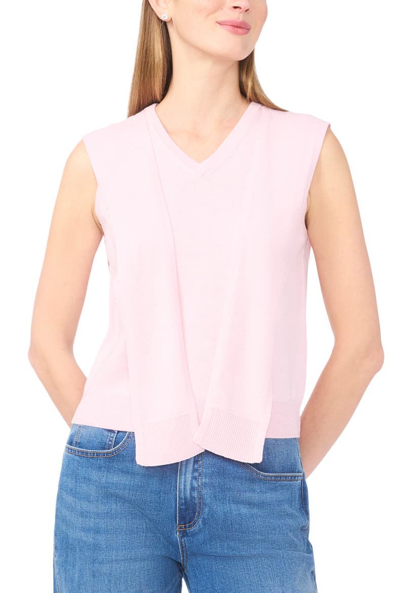 Tie Shoulder Sleeveless Sweater, Alternate, color, CHARMING PINK