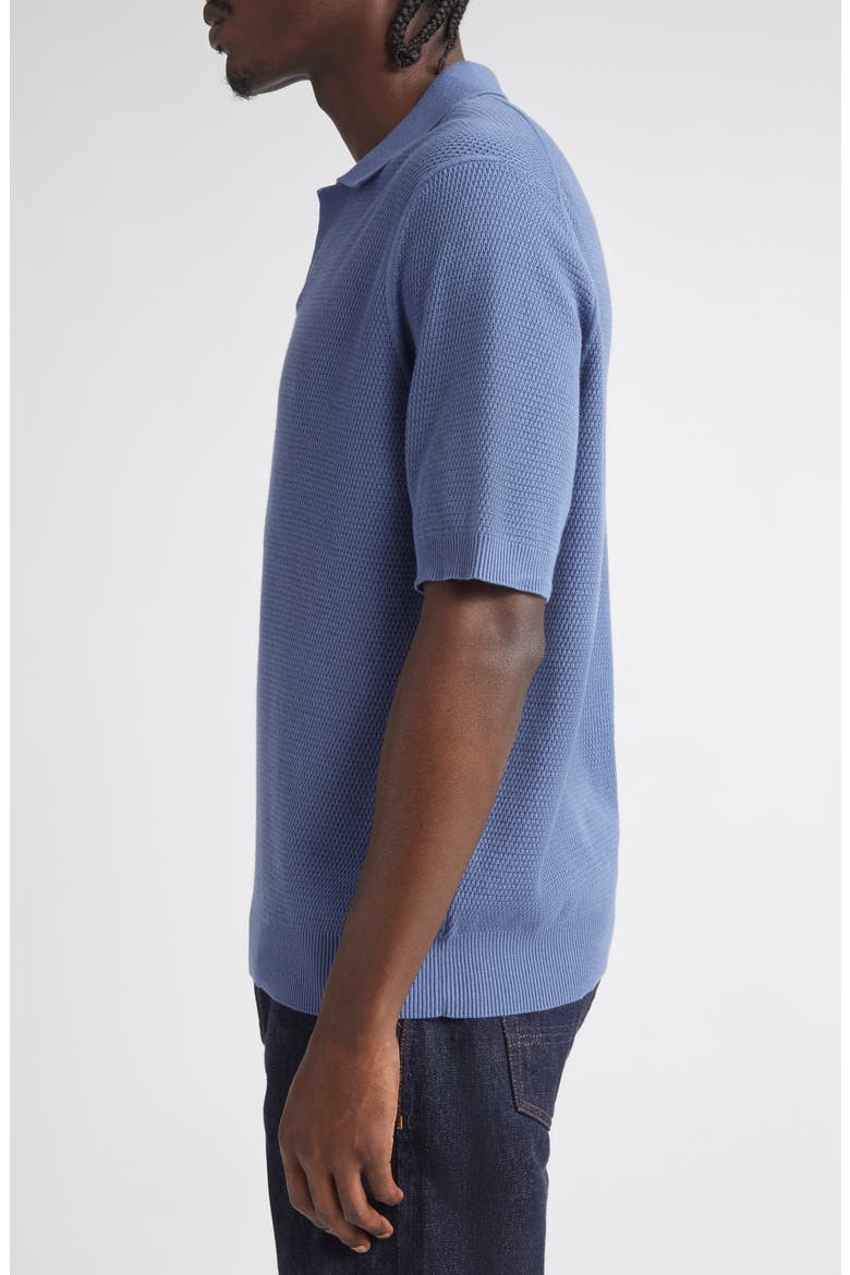 Compact Mesh Polo Sweater, Alternate, color, SOFT DENIM