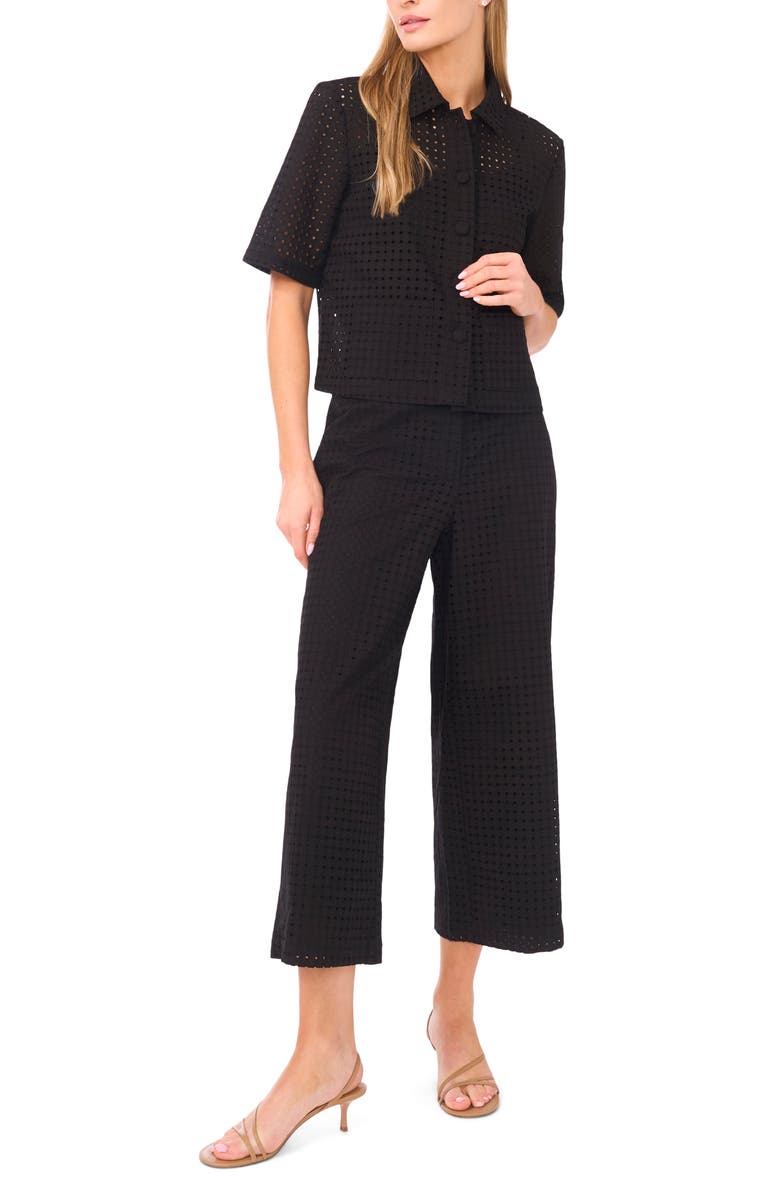 Halogen<sup>®</sup> Eyelet Crop Straight Leg Pants, Alternate, color, Rich Black 060