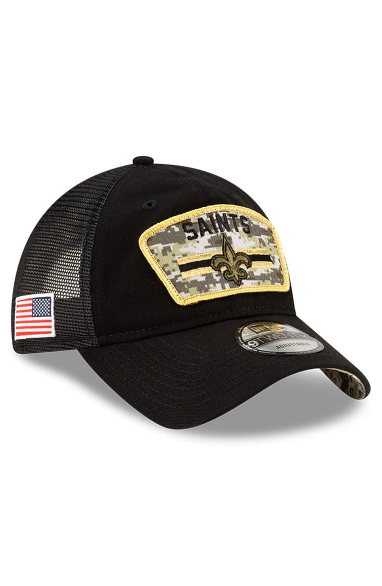 New Era Men's New Era Black New Orleans Saints 2021 Salute To Service Trucker 9TWENTY Adjustable Hat, Alternate, color, 