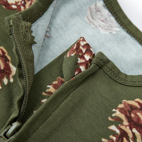 Milkbarn Cotton Stretch Zipper Pajama In Brown