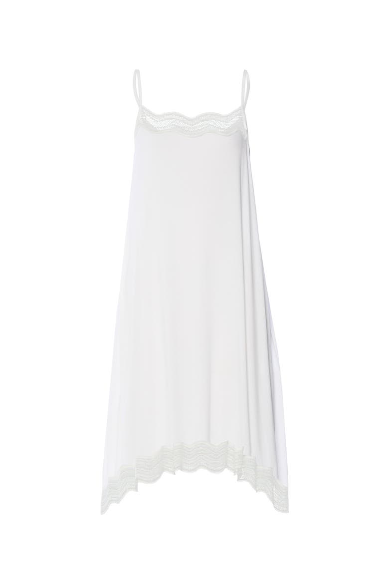 Cira Scalloped Lace Tencel Chemise, Main, color, Off White