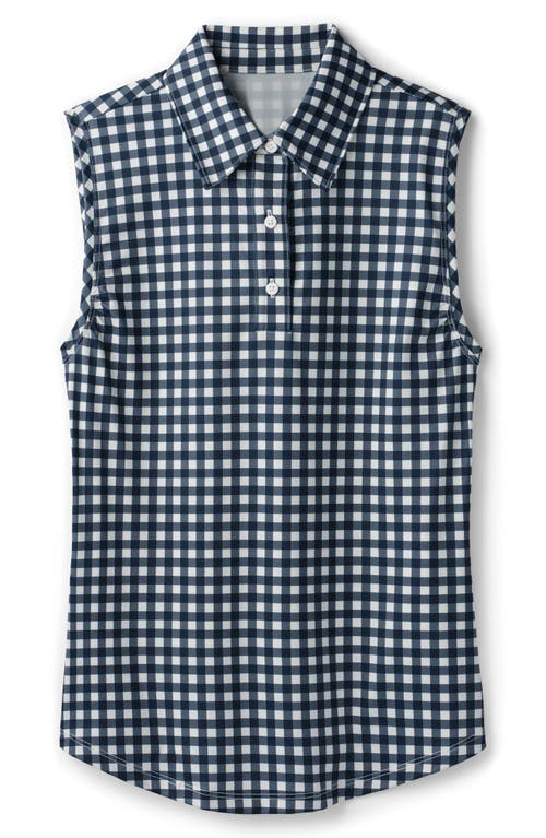 Rhone Court Gingham Sleeveless Polo In Navy Blue