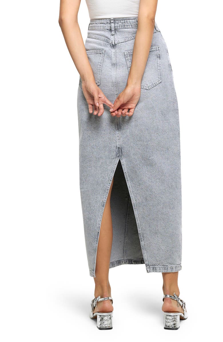 River Island Crystal Embellished Denim Maxi Skirt, Alternate, color, 