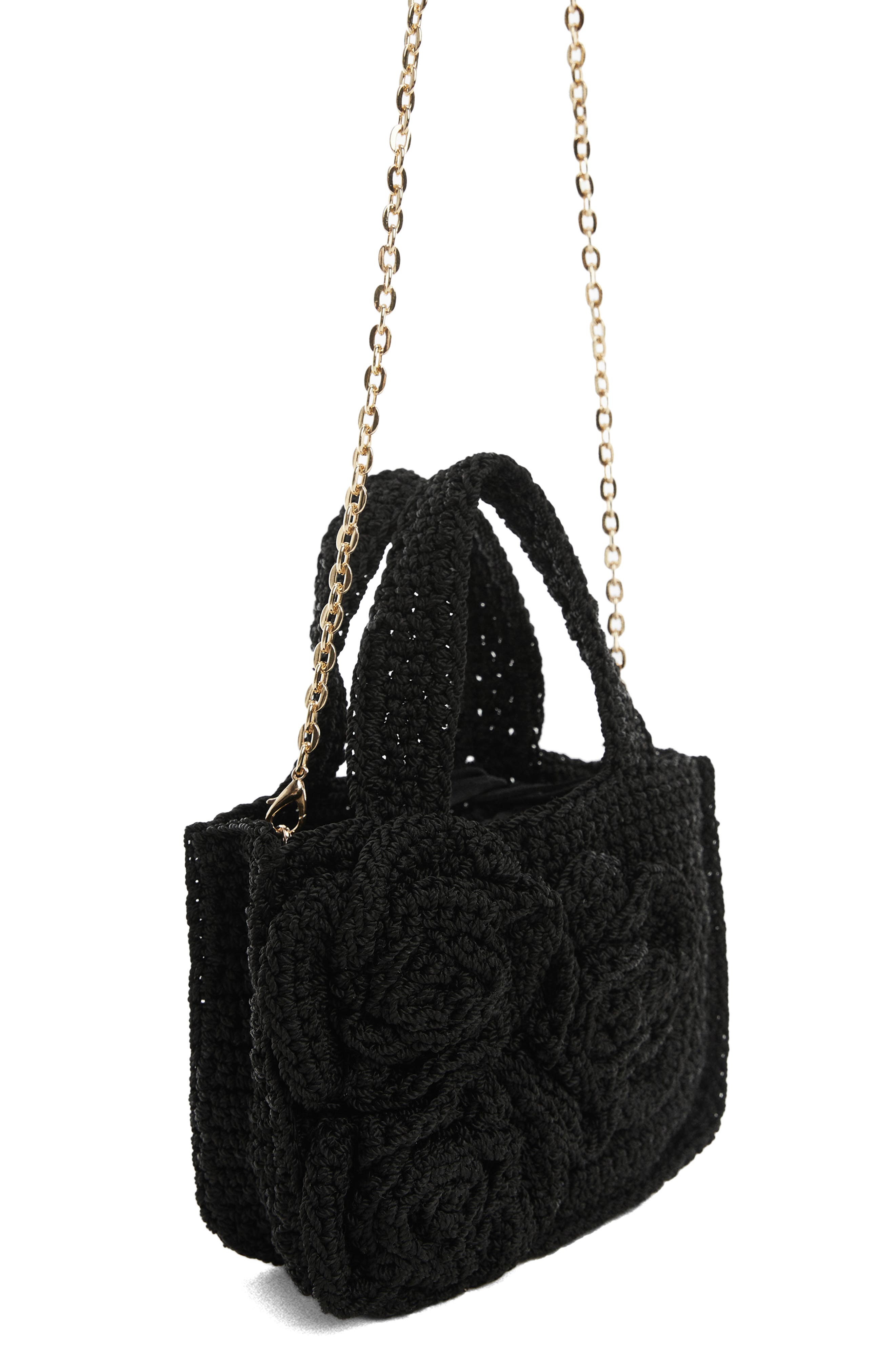 MANGO Crochet Top Handle Bag, Main, color, 