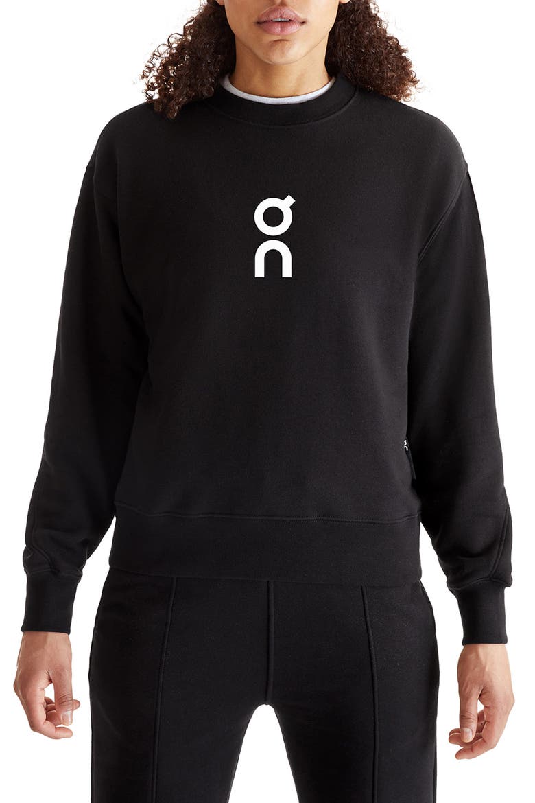 Club Crewneck Cotton Blend Sweatshirt, Main, color, BLACK