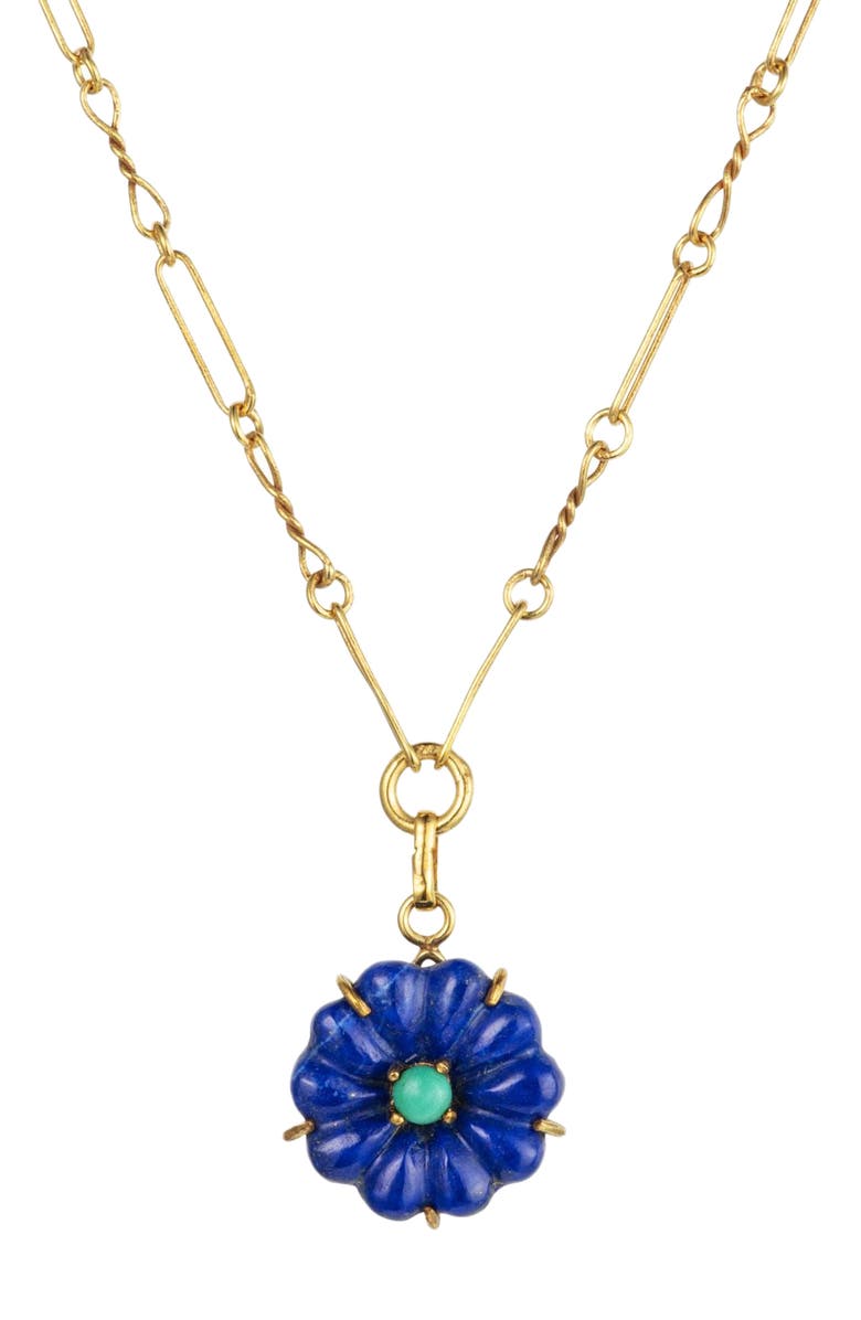 Turquoise Mountain Friya Necklace - Lapis, Main, color, Gold