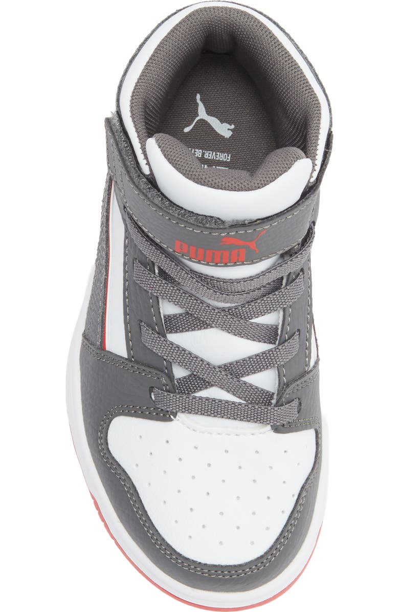 PUMA Kids' Rebound Mid Sneaker, Alternate, color, Puma White/ Dark Gray/ Red