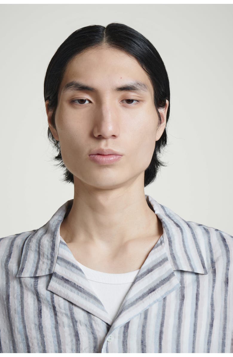 COS Striped Resort Shirt, Alternate, color, Brown / Striped