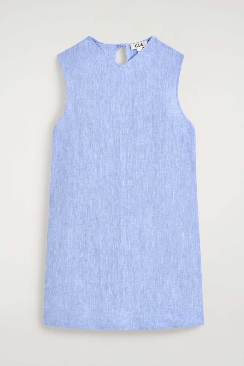 V-neck Open-back Linen Mini Dress, Alternate, color, LIGHT BLUE