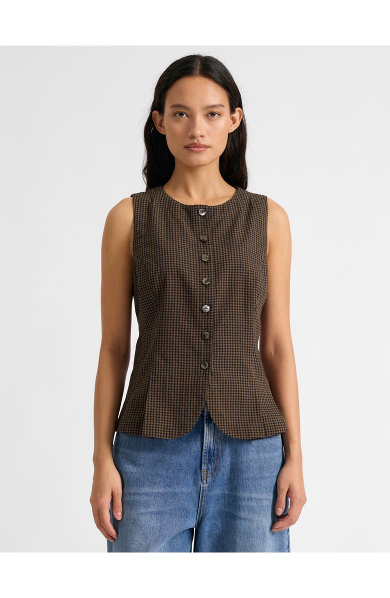 Albaray Gingham Waistcoat, Main, color, Chocolate