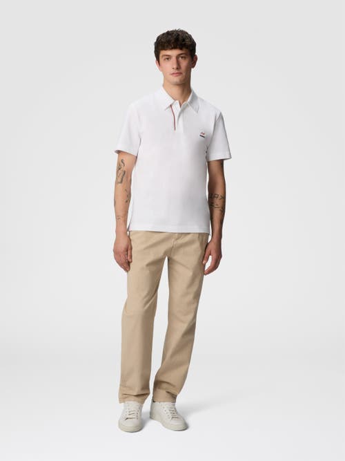 Missoni Solid Color Cotton Piqué Polo Shirt With Zigzag Embroidery And Contrasting Detail In White